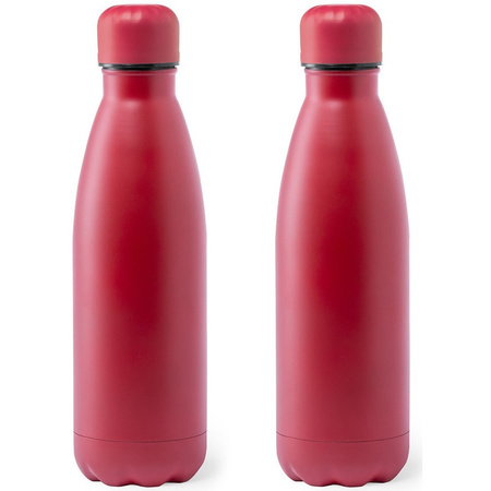 2x Stuks Rvs waterfles/drinkfles rood met schroefdop 790 ml