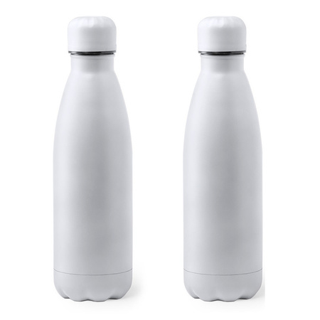 2x Pieces Ss water bottle/drinking bottle white with screw cap 790 ml