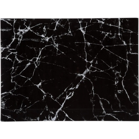 2x Stuks snijplank rechthoek zwart met marmer print 40 x 30 cm van glas