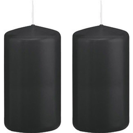 2x stuks Stompkaarsen zwart 10 cm