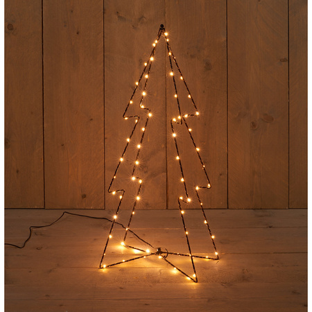 2x stuks verlichte figuren 3D kerstbomen / lichtbomen 72 cm voor buiten