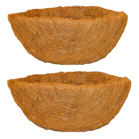 2x stuks voorgevormde inlegvellen kokos voor hanging basket 40 cm - kokosinleggers