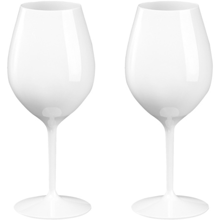 2x Witte of rode wijn wijnglazen 51 cl/510 ml van onbreekbaar wit kunststof