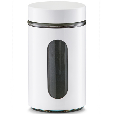 2x White storage tins/jars with window 900 ml