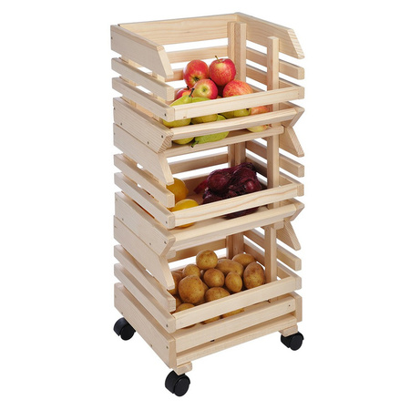 3-Delige houten fruitkar / karretje met houten fruitkisten 80 cm