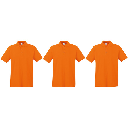 3-Pack size L orange poloshirt basic premium cotton for men