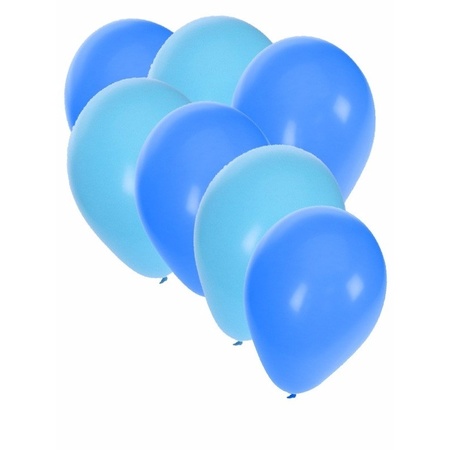 30x ballonnen - 27 cm -  lichtblauw / blauwe versiering