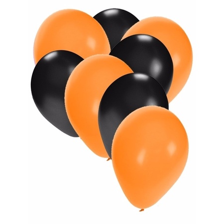 30x ballonnen oranje en zwart
