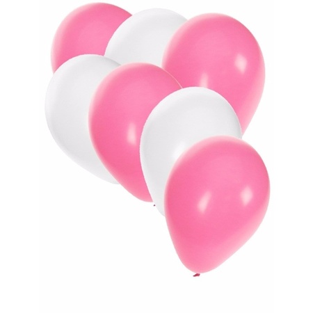 30x ballonnen wit en lichtroze