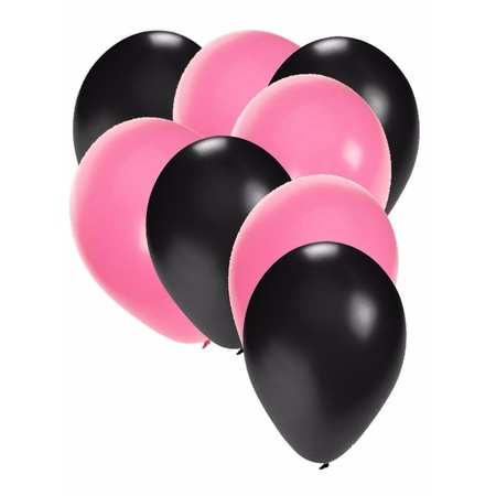 30x ballonnen zwart en lichtroze