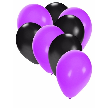 30x ballonnen zwart en paars