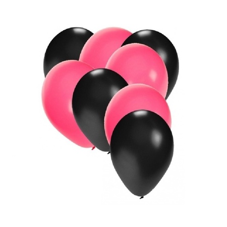 30x ballonnen zwart en roze