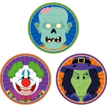 30x Halloween coasters horror clown/witch/zombie