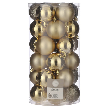 30x Kunststof kerstballen goud 6 cm