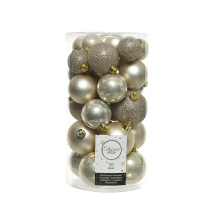 Kerstballen 60x stuks - mix goud/champagne - 4-5-6 cm - kunststof