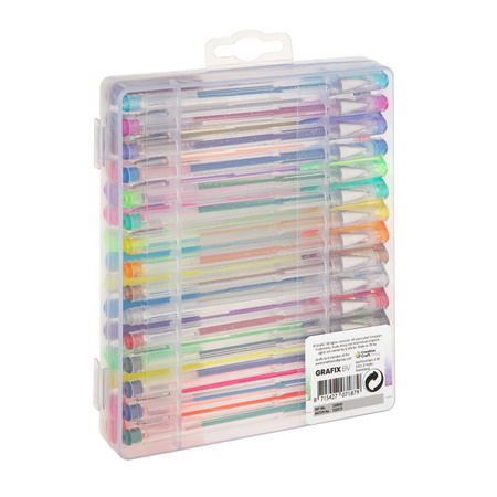 30x stuks glitter en neon gekleurde gelpennen in meeneem case