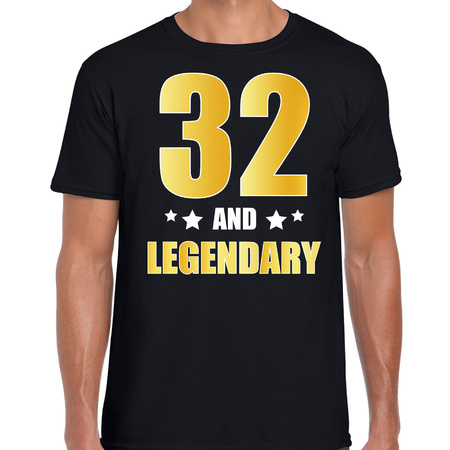 32 and legendary verjaardag cadeau t-shirt goud 32 jaar zwart voor heren