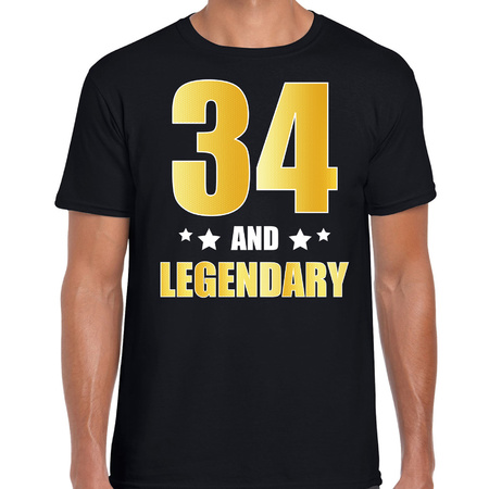 34 and legendary verjaardag cadeau t-shirt goud 34 jaar zwart voor heren