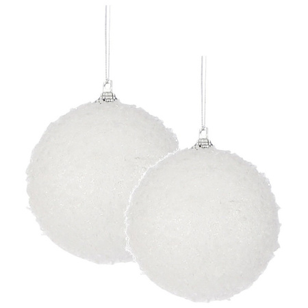 36x stuks kerstversiering witte sneeuw effect kerstballen 5 en 7 cm