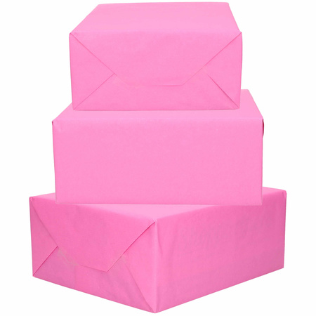 3x Rollen kraft inpakpapier roze 200 x 70 cm