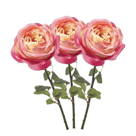 3x Roze rozen kunstbloemen 66 cm