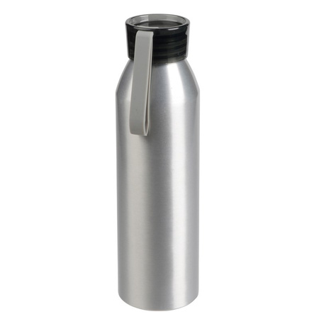3x Stuks aluminium waterfles/drinkfles zilver met grijze kunststof schroefdop 650 ml