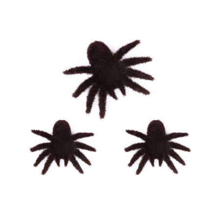 3x stuks horror griezel spinnen zwart 8 x 10 cm 