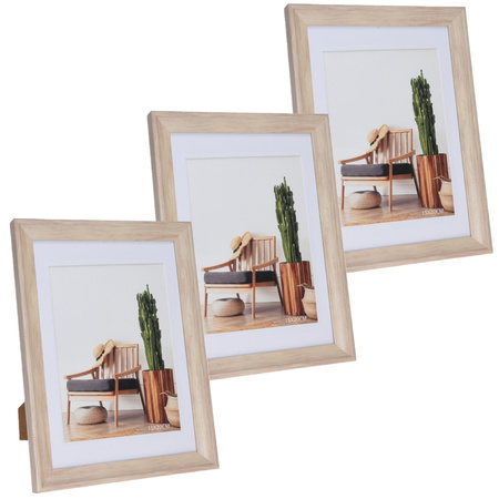 3x stuks kunststof fotolijst hout look geschikt voor een foto van 15 x 20 cm