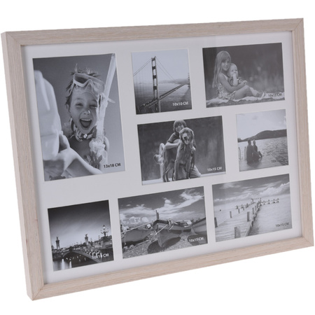 3x stuks multi fotolijst hout white wash met 8 vakken geschikt voor diverse foto maten