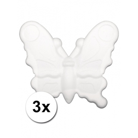 3x stuks piepschuim vlinders van 12,5 cm 