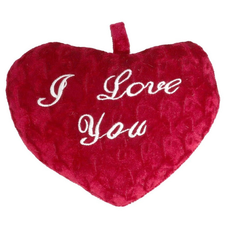 3x pieces plush red heart pillows I Love You 24 x 19 x 7 cm