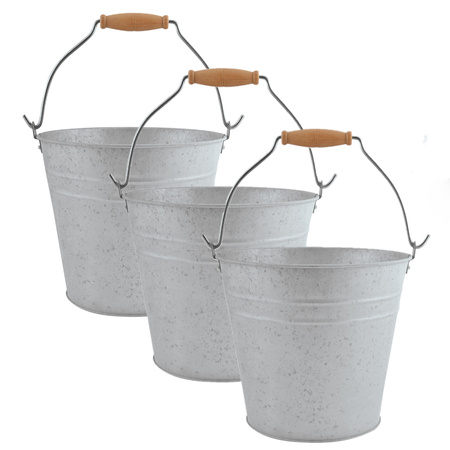 3x stuks zinken emmers/bloempotten/plantenpotten met handvat 5 liter