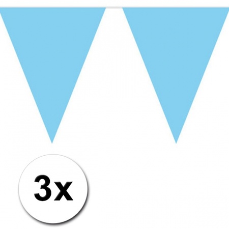 3x Vlaggenlijn baby blauwe 10 meter