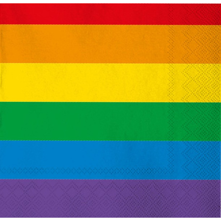 40x Gay pride theme napkins rainbow 33 x 33 cm