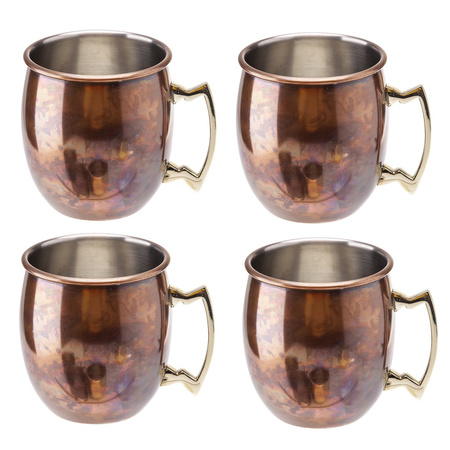 4x Cocktail mug/glass Moscow Mule 450 ml antique copper
