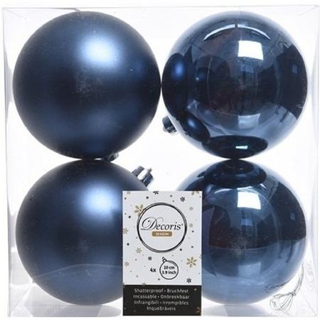 Kerstversiering kunststof kerstballen mix donkerblauw/lichtroze 6-8-10 cm pakket van 44x stuks