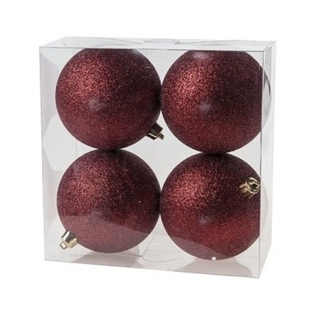 Christmas baubles set darkred 6 - 8 - 10 cm - package 62x pieces