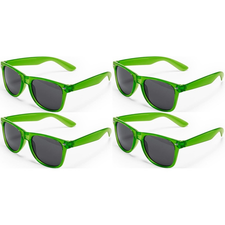 4x Groene retro model zonnebril voor volwassenen