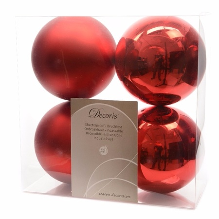 Kerstversiering kunststof kerstballen mix rood/donkerblauw 6-8-10 cm pakket van 44x stuks