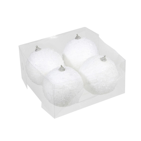 20x stuks kerstversiering witte sneeuw effect kerstballen 8 en 10 cm