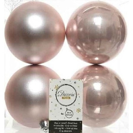 Kerstversiering kunststof kerstballen lichtroze 6-8-10 cm pakket van 68x stuks