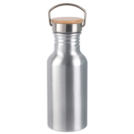 4x Pieces aluminium water/drinking bottle silver with bamboo cap 550 ml