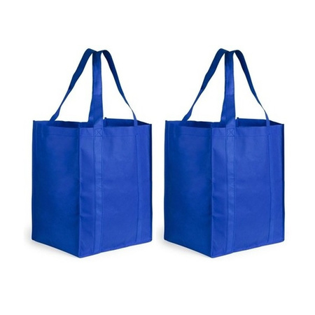 4x stuks boodschappen tas/shopper blauw 38 cm