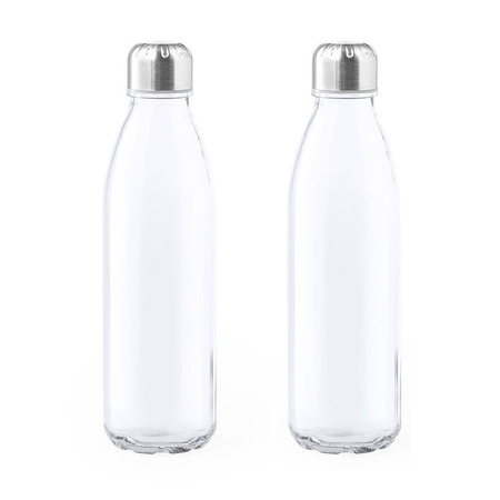 4x Stuks glazen waterfles/drinkfles transparant met Rvs dop 500 ml