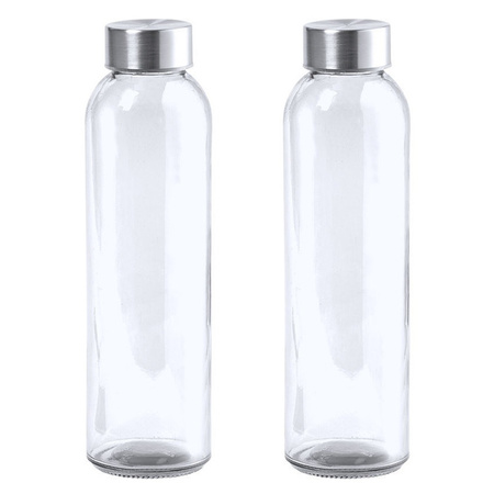 4x Stuks glazen waterfles/drinkfles transparant met Rvs dop 550 ml
