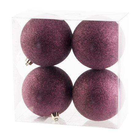 Christmas glitter baubles set aubergine pink 6 - 8 - 10 cm - package 50x pieces