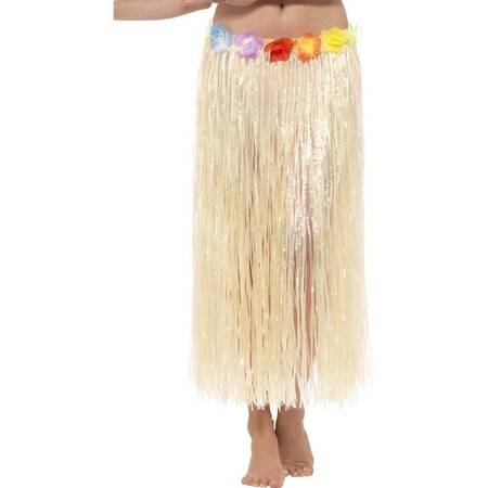 4x stuks lange Hawaii partydames verkleed rok met gekleurde bloemen
