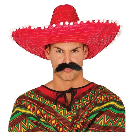 4x stuks rode sombrero/Mexicaanse hoed 50 cm voor volwassenen
