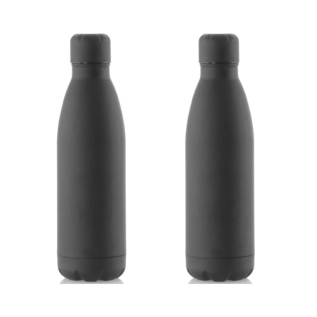 4x Pieces Ss water bottle/drinking bottle black with screw cap 790 ml