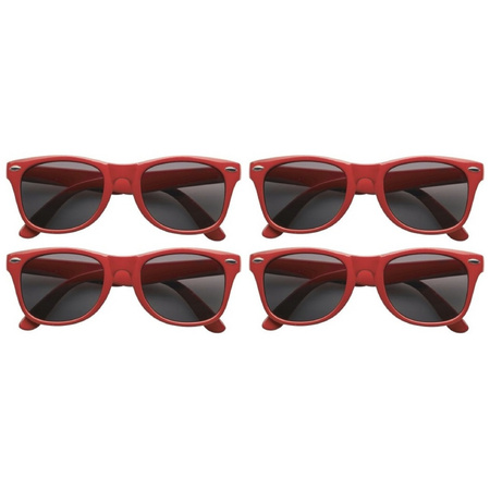 4x stuks zonnebril rood plastic montuur voor volwassenen